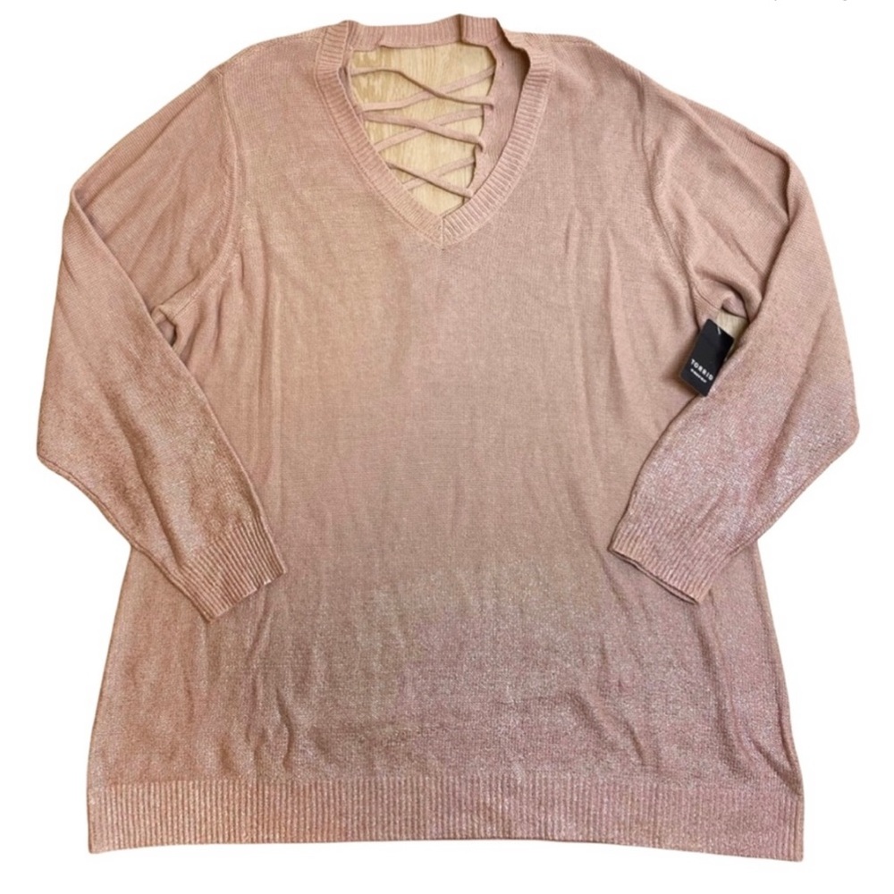 Torrid Pink Ombre Rose Gold Cross Back Sweater